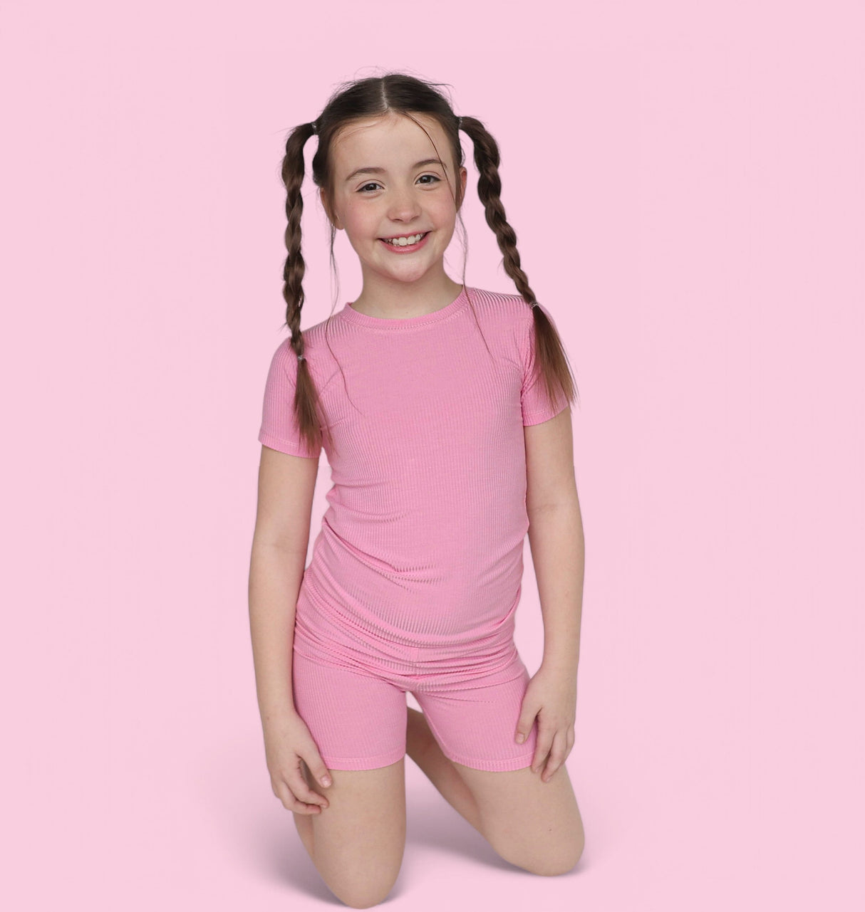 BELLA PINK RIB DREAM SHORT SET from DREAM BIG LITTLE CO