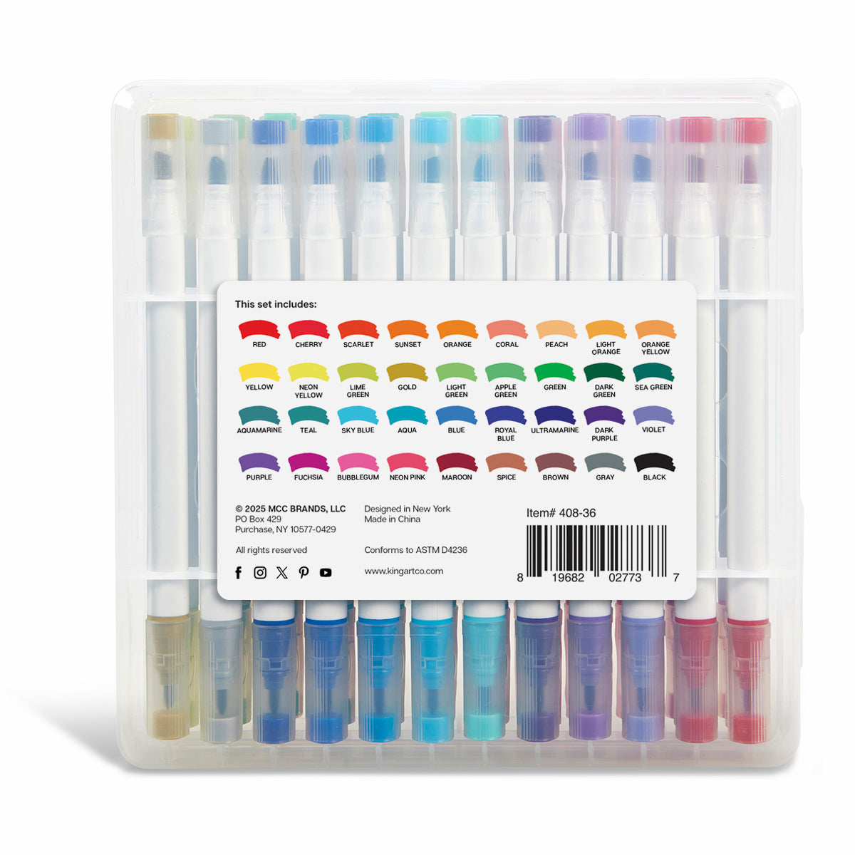 Twin-Tip™ Chisel & Fine Markers 36 Colors from KINGART