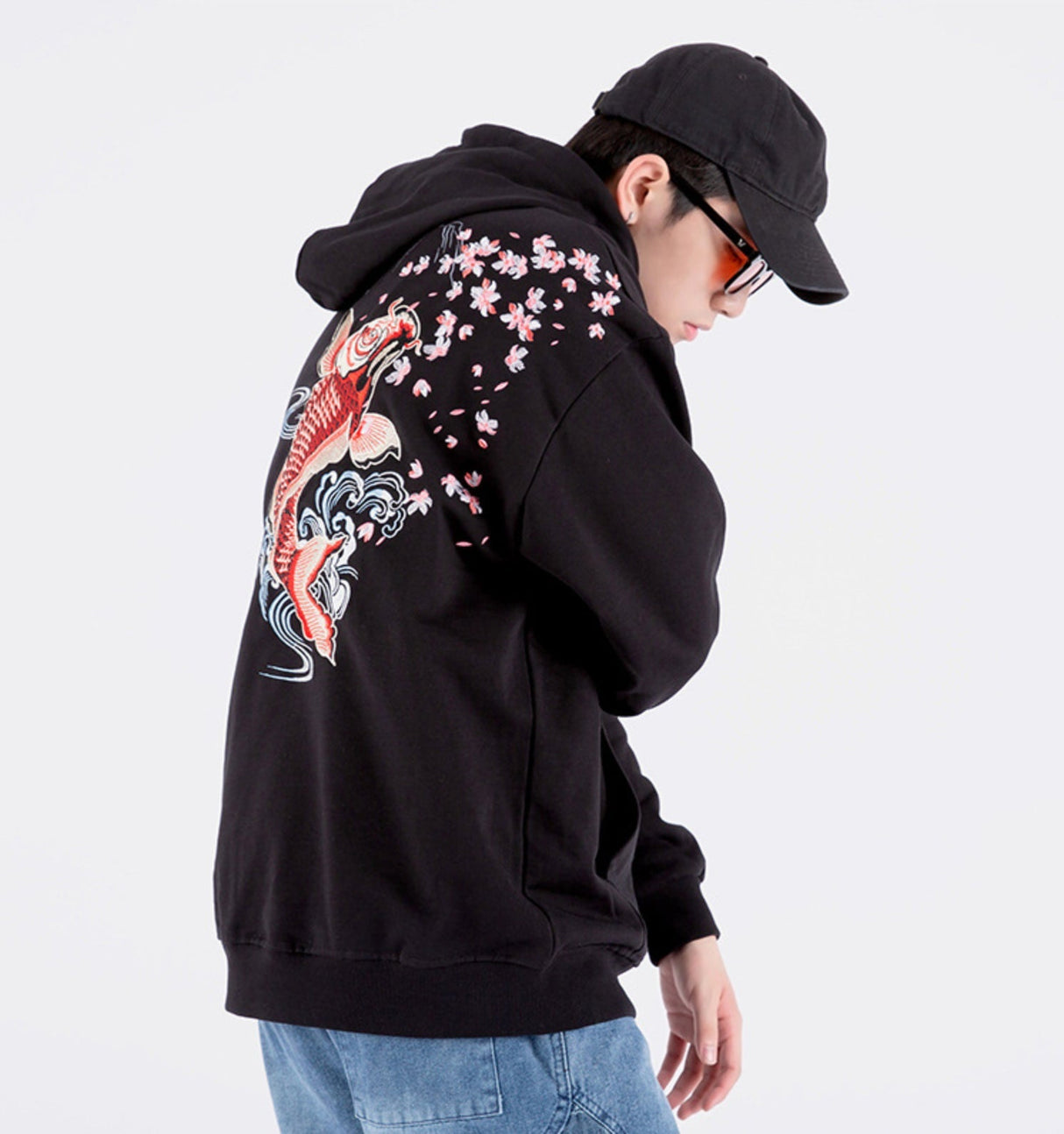 Dancing Fish Embroidery Hoodie from Niepce Inc