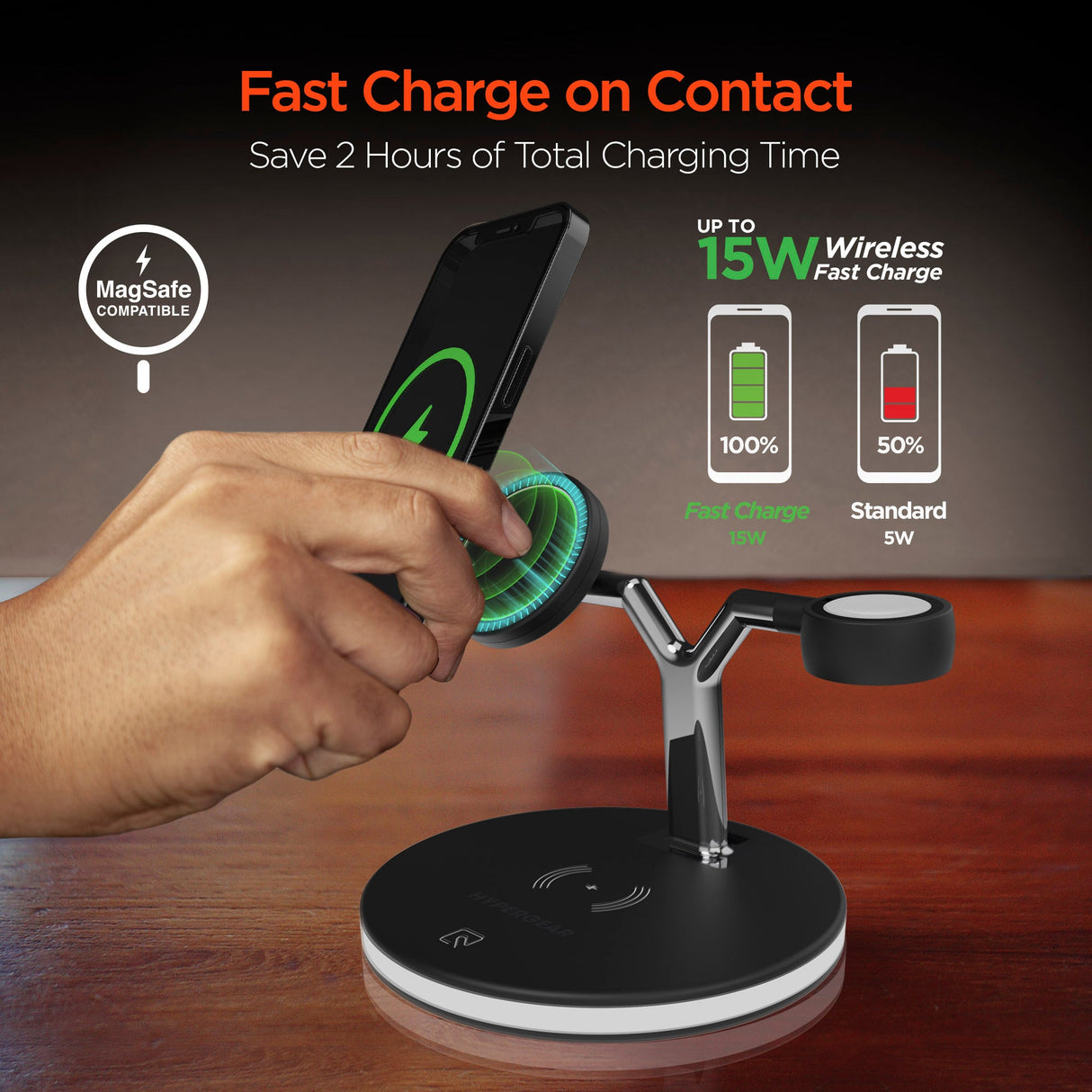 HyperGear MaxCharge 3-in-1 MagSafe Wireless Charging Stand for Phones from Jupiter Gear Home