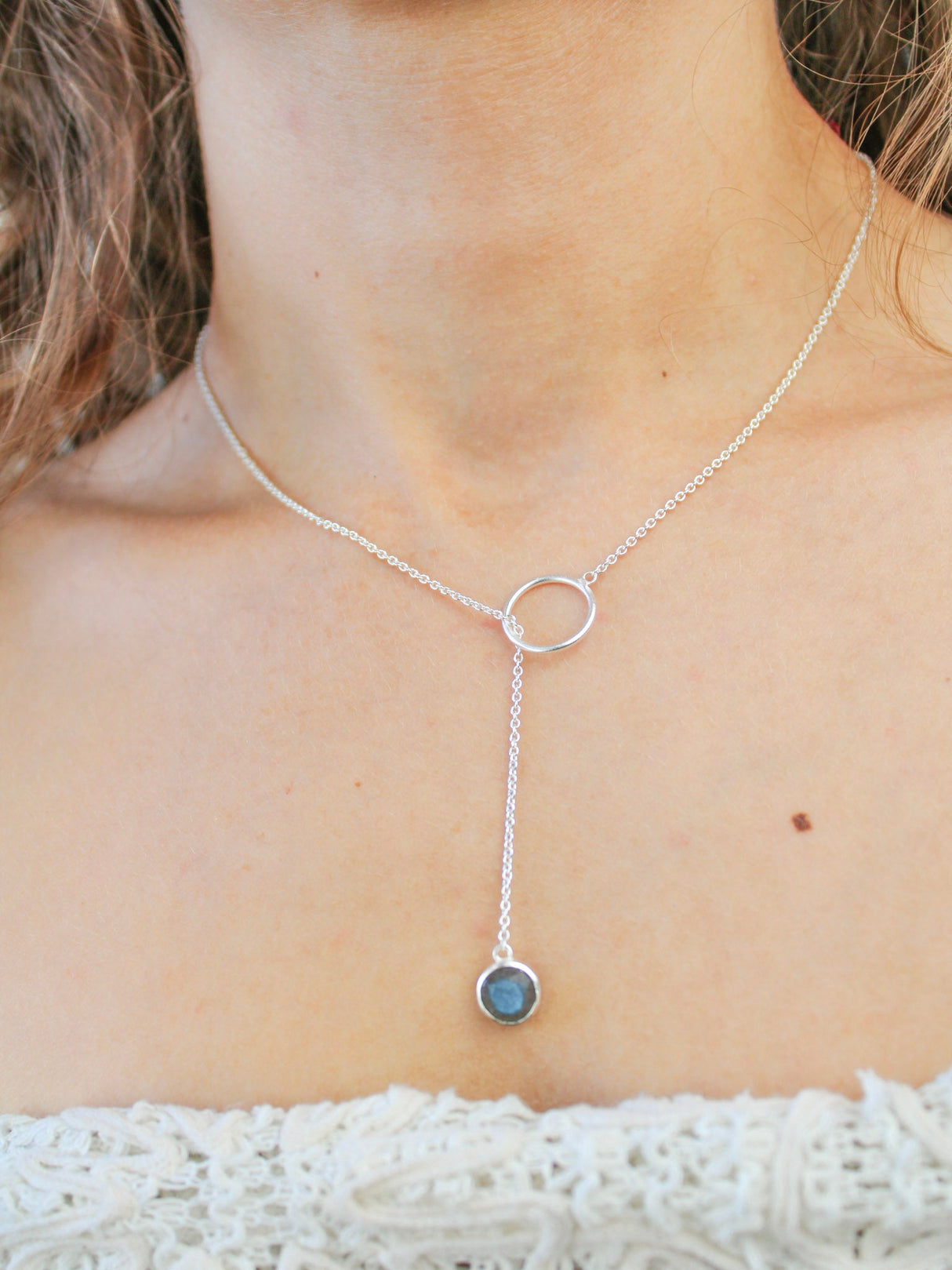 Pebble Drop Lariat Necklace from Ash & Rose
