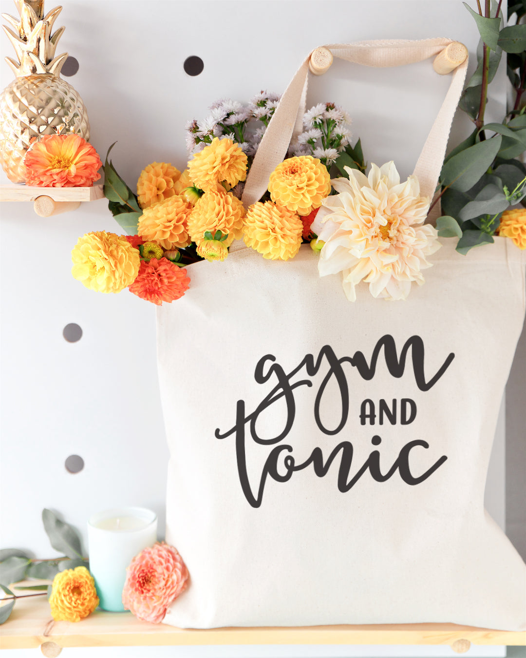 Gym and Tonic Cotton Canvas Tote Bag from The Cotton & Canvas Co.