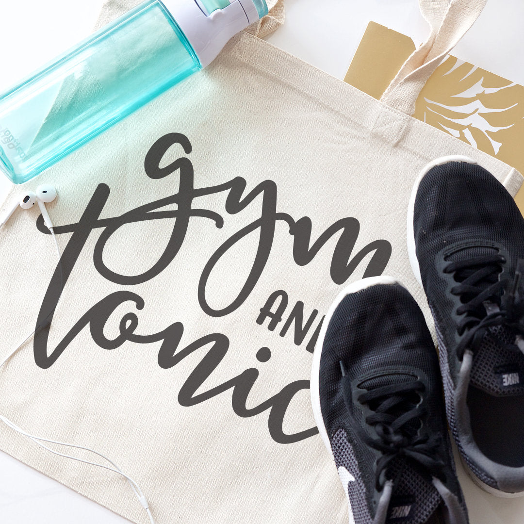 Gym and Tonic Cotton Canvas Tote Bag from The Cotton & Canvas Co.