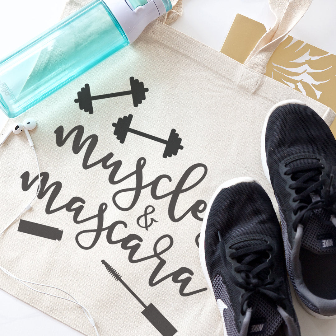 Muscles and Mascara Gym Cotton Canvas Tote Bag from The Cotton & Canvas Co.