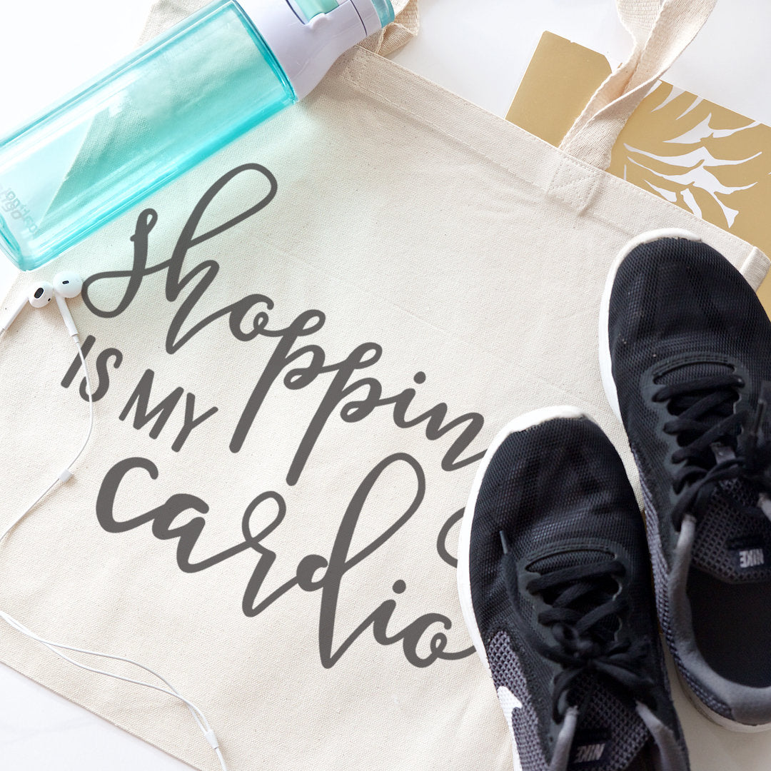 Shopping Is My Cardio Cotton Canvas Tote Bag from The Cotton & Canvas Co.