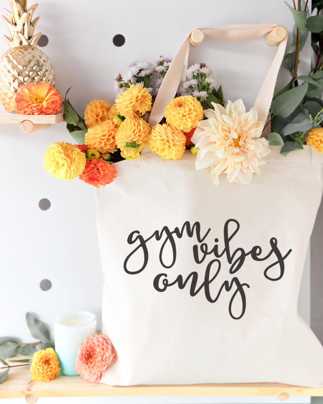 Gym Vibes Only Cotton Canvas Tote Bag from The Cotton & Canvas Co.