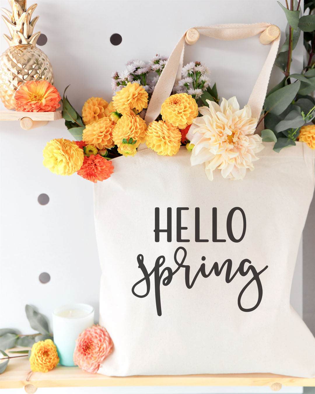 Hello Spring Cotton Canvas Tote Bag from The Cotton & Canvas Co.