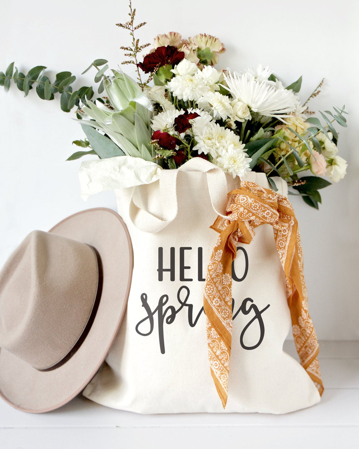 Hello Spring Cotton Canvas Tote Bag from The Cotton & Canvas Co.
