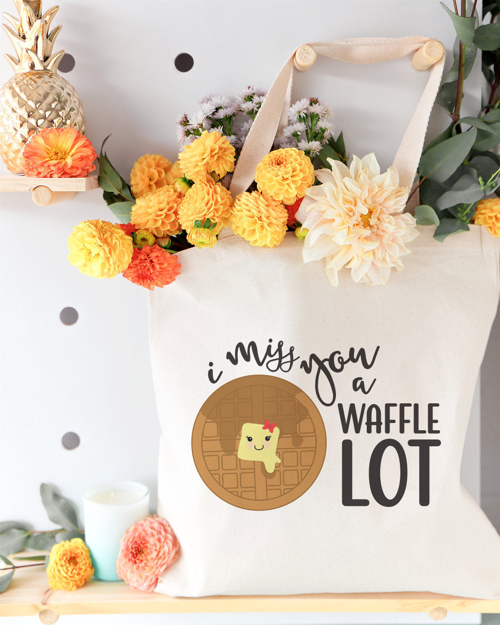 I Miss You A Waffle Lot Cotton Canvas Tote Bag from The Cotton & Canvas Co.