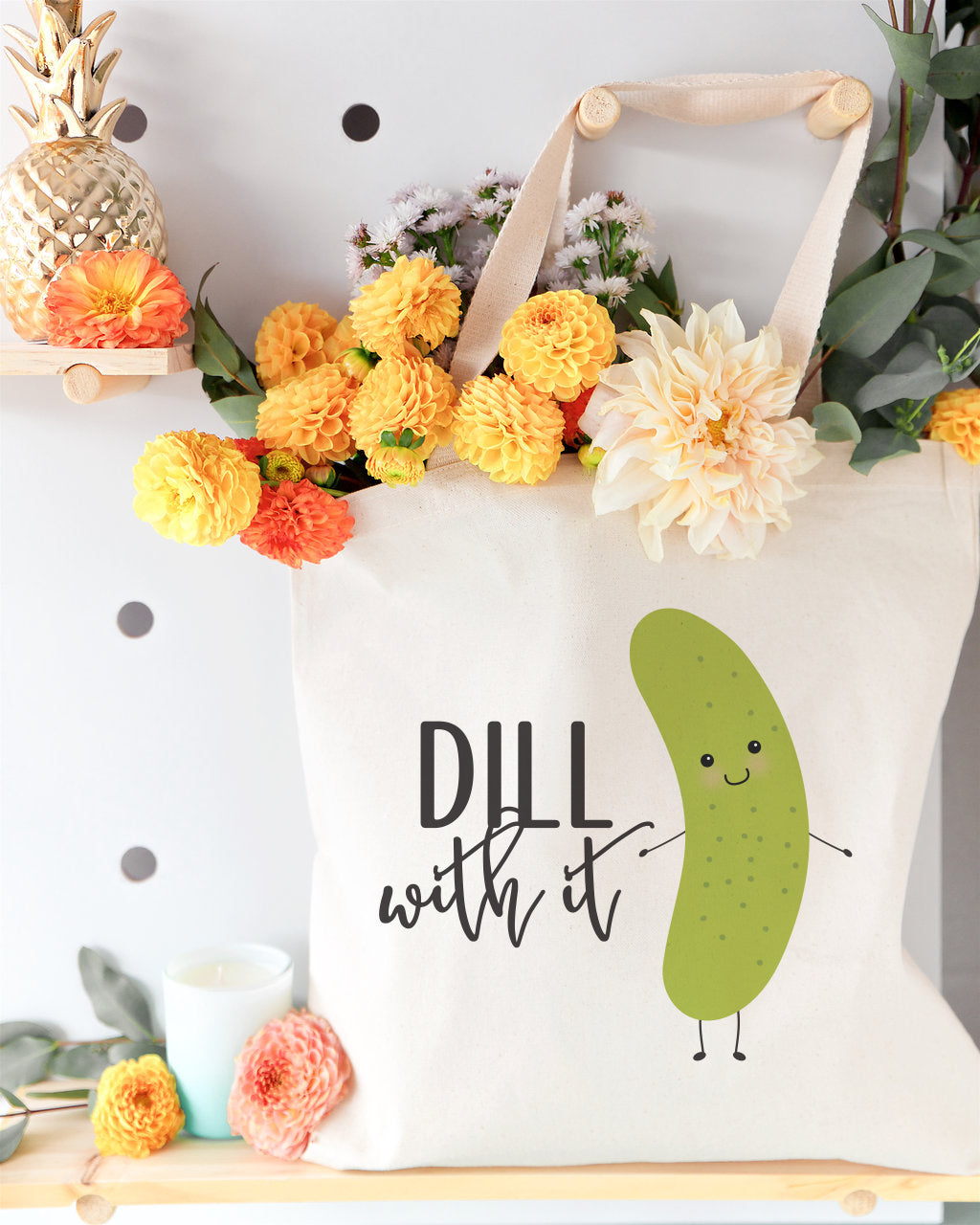 Dill With It Cotton Canvas Tote Bag from The Cotton & Canvas Co.