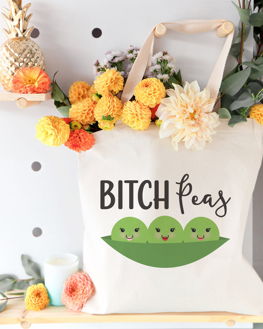 Bitch Peas Cotton Canvas Tote Bag from The Cotton & Canvas Co.