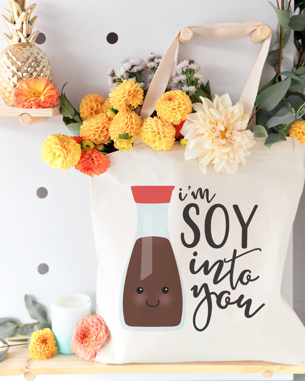 I'm Soy Into You Cotton Canvas Tote Bag from The Cotton & Canvas Co.