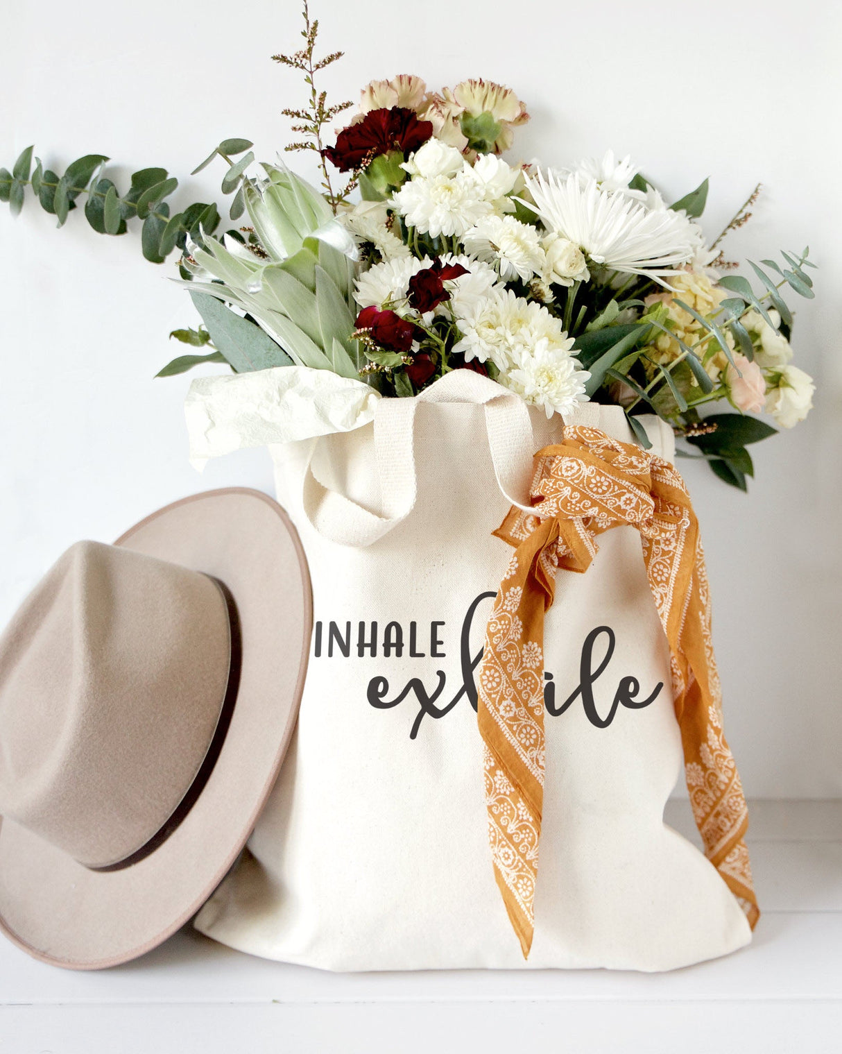 Inhale and Exhale Cotton Canvas Tote Bag from The Cotton & Canvas Co.
