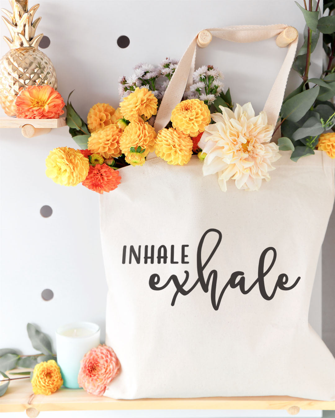 Inhale and Exhale Cotton Canvas Tote Bag from The Cotton & Canvas Co.