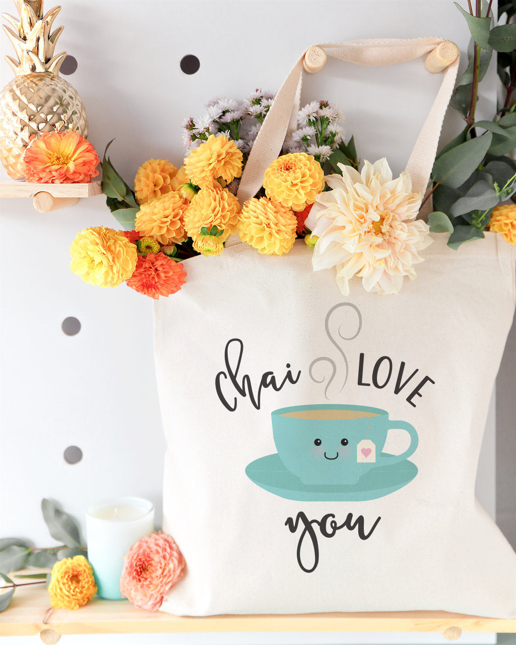 Chai Love You Cotton Canvas Tote Bag from The Cotton & Canvas Co.