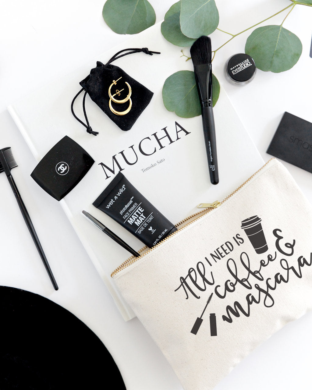All I Need is Coffee & Mascara Cotton Canvas Cosmetic Bag from The Cotton & Canvas Co.