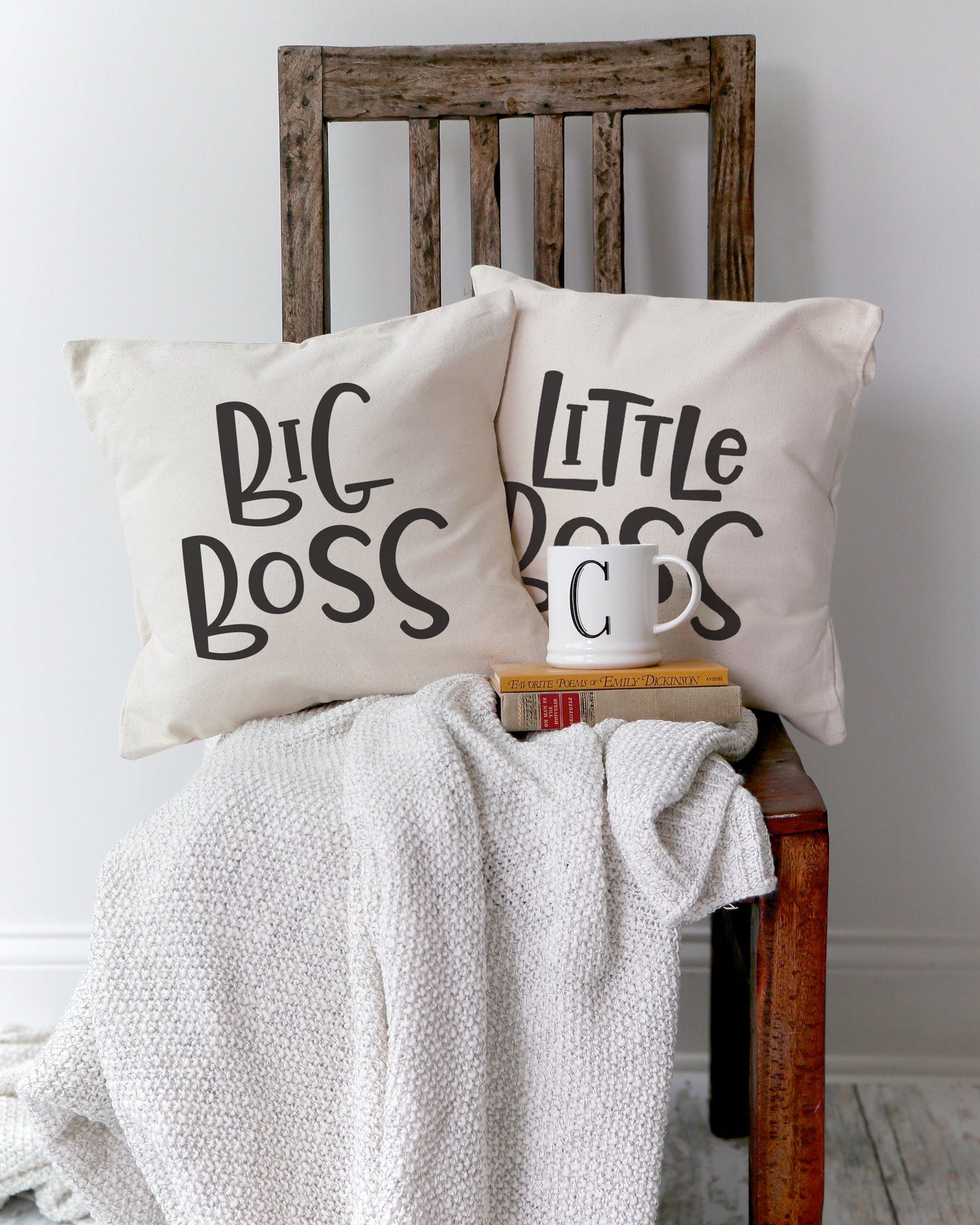 Big Boss and Little Boss Cotton Canvas Pillow Covers, 2-Pack from The Cotton & Canvas Co.