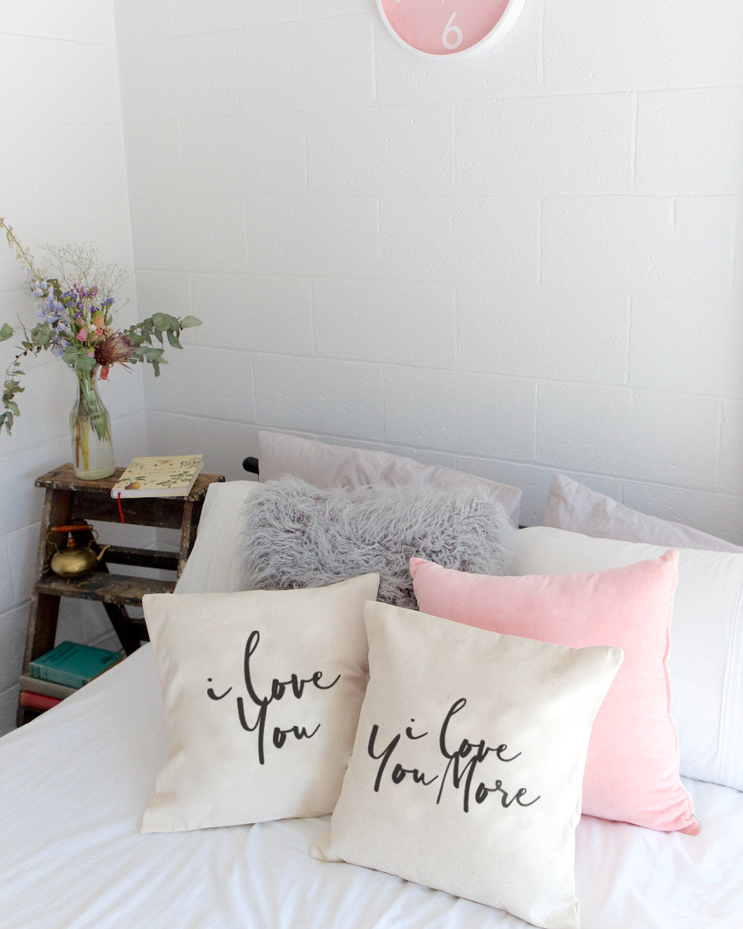 I Love You and I Love You More Pillow Covers, 2-Pack from The Cotton & Canvas Co.