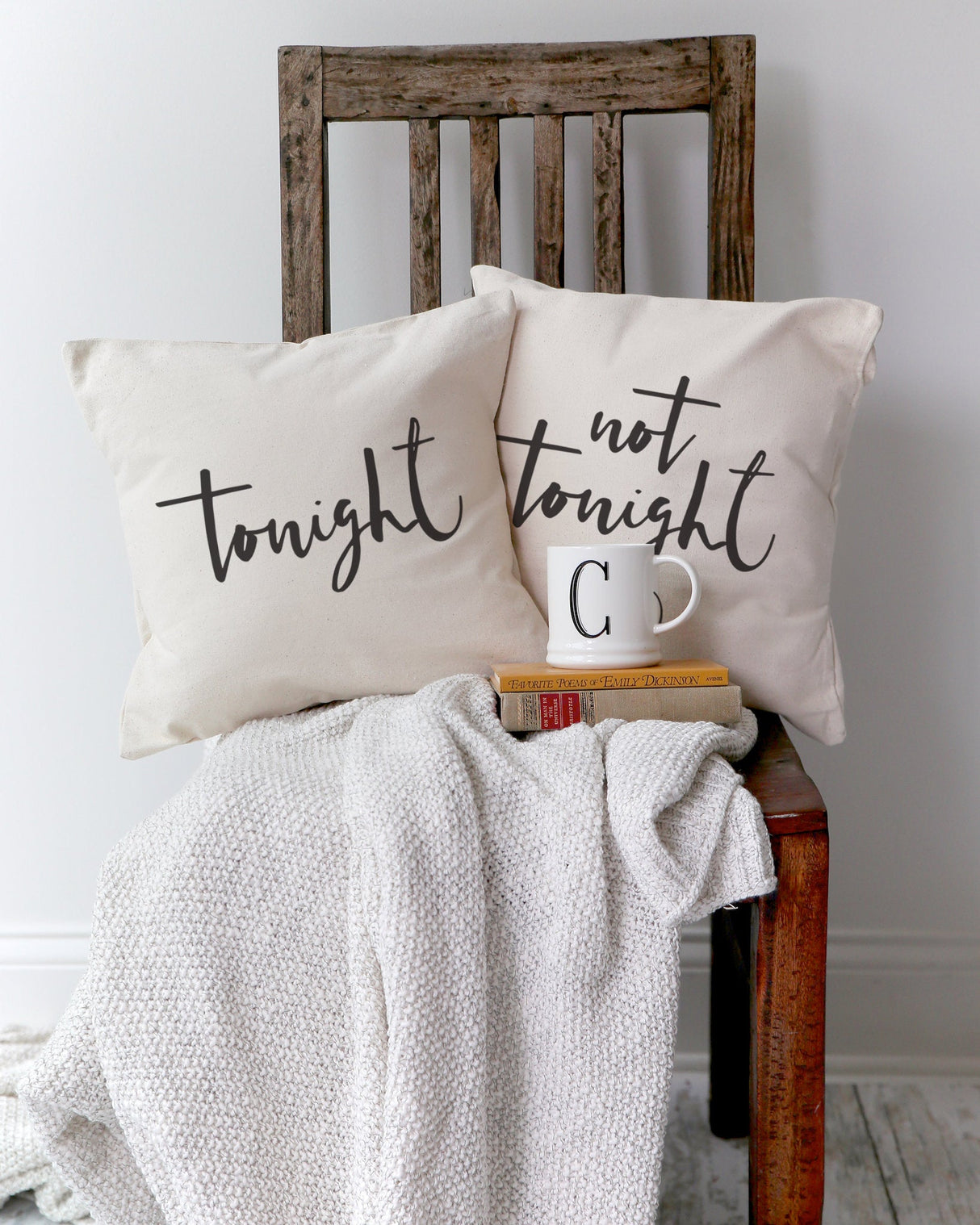 Tonight and Not Tonight Pillow Covers, 2-Pack from The Cotton & Canvas Co.