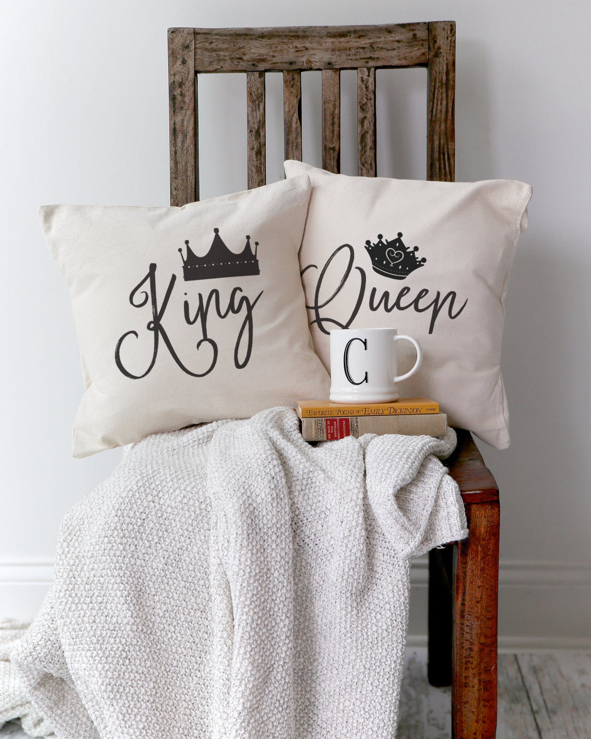 King and Queen Tonight Pillow Covers, 2-Pack from The Cotton & Canvas Co.