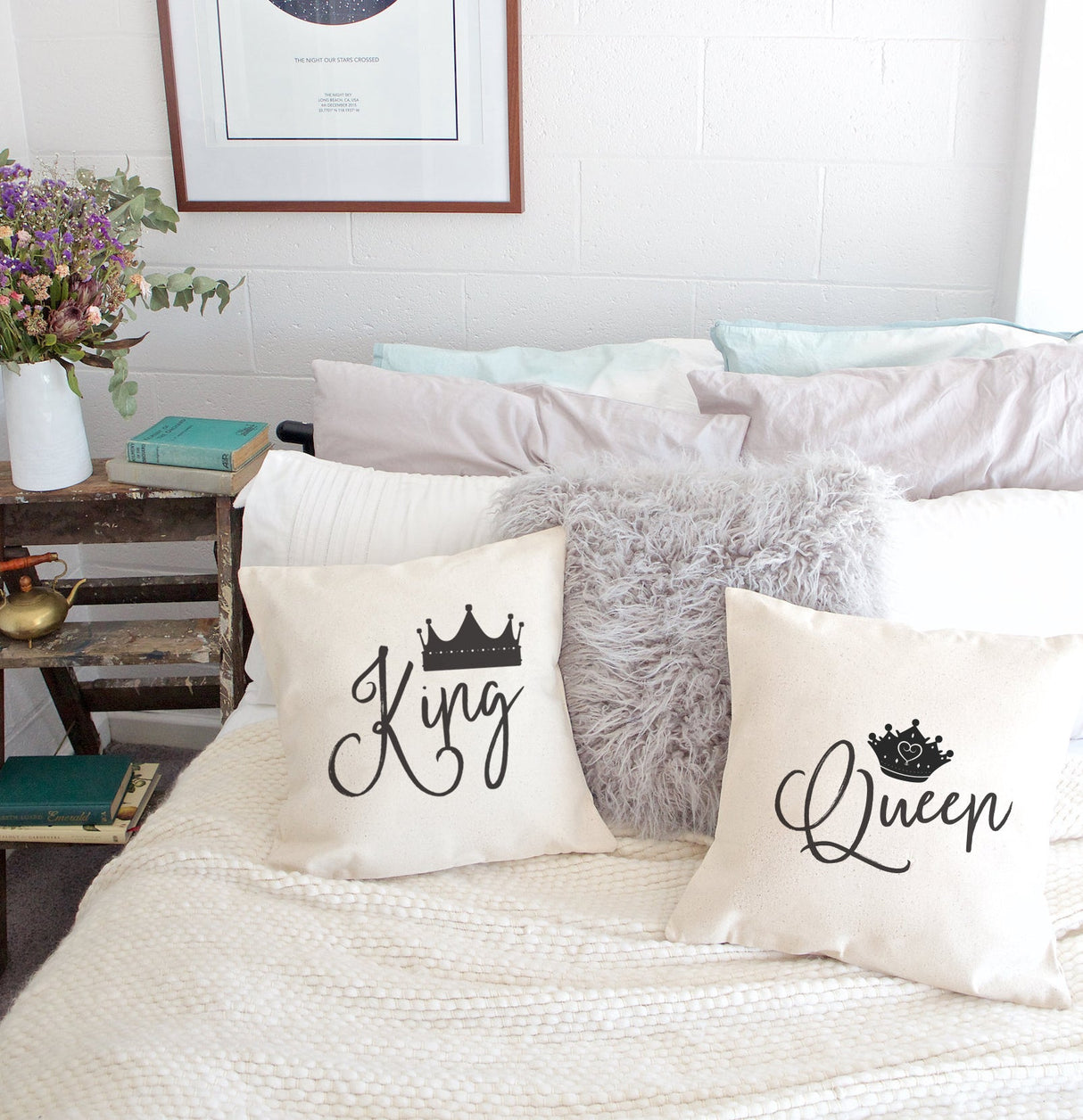 King and Queen Tonight Pillow Covers, 2-Pack from The Cotton & Canvas Co.