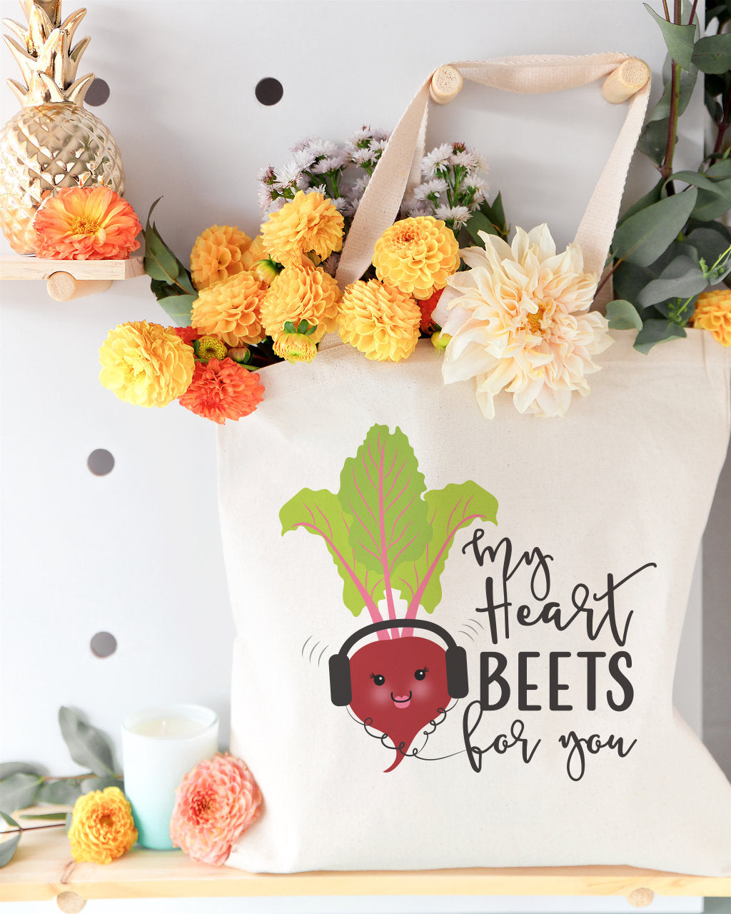 My Heart Beets for You Cotton Canvas Tote Bag from The Cotton & Canvas Co.