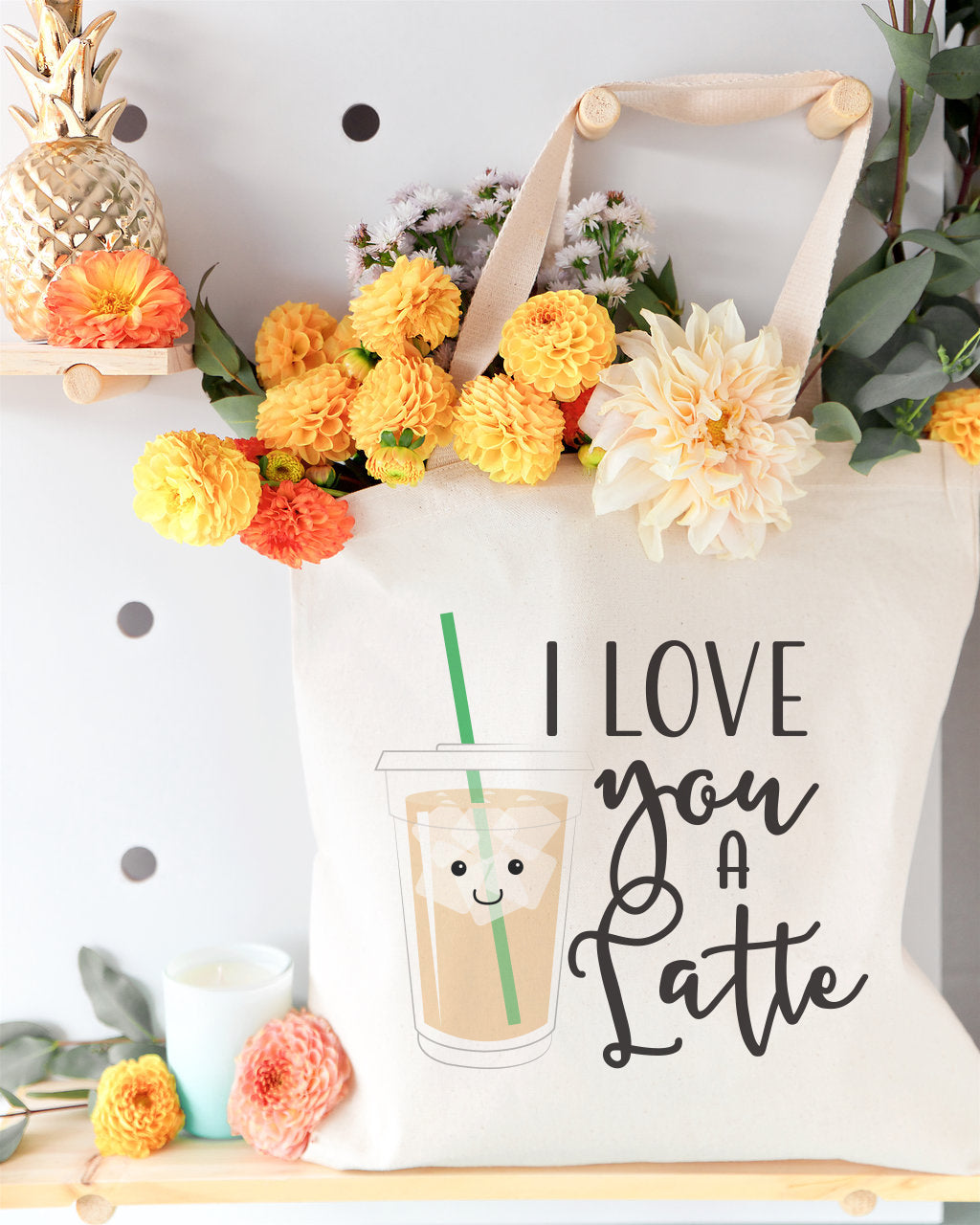 I Love You a Latte Cotton Canvas Tote Bag from The Cotton & Canvas Co.
