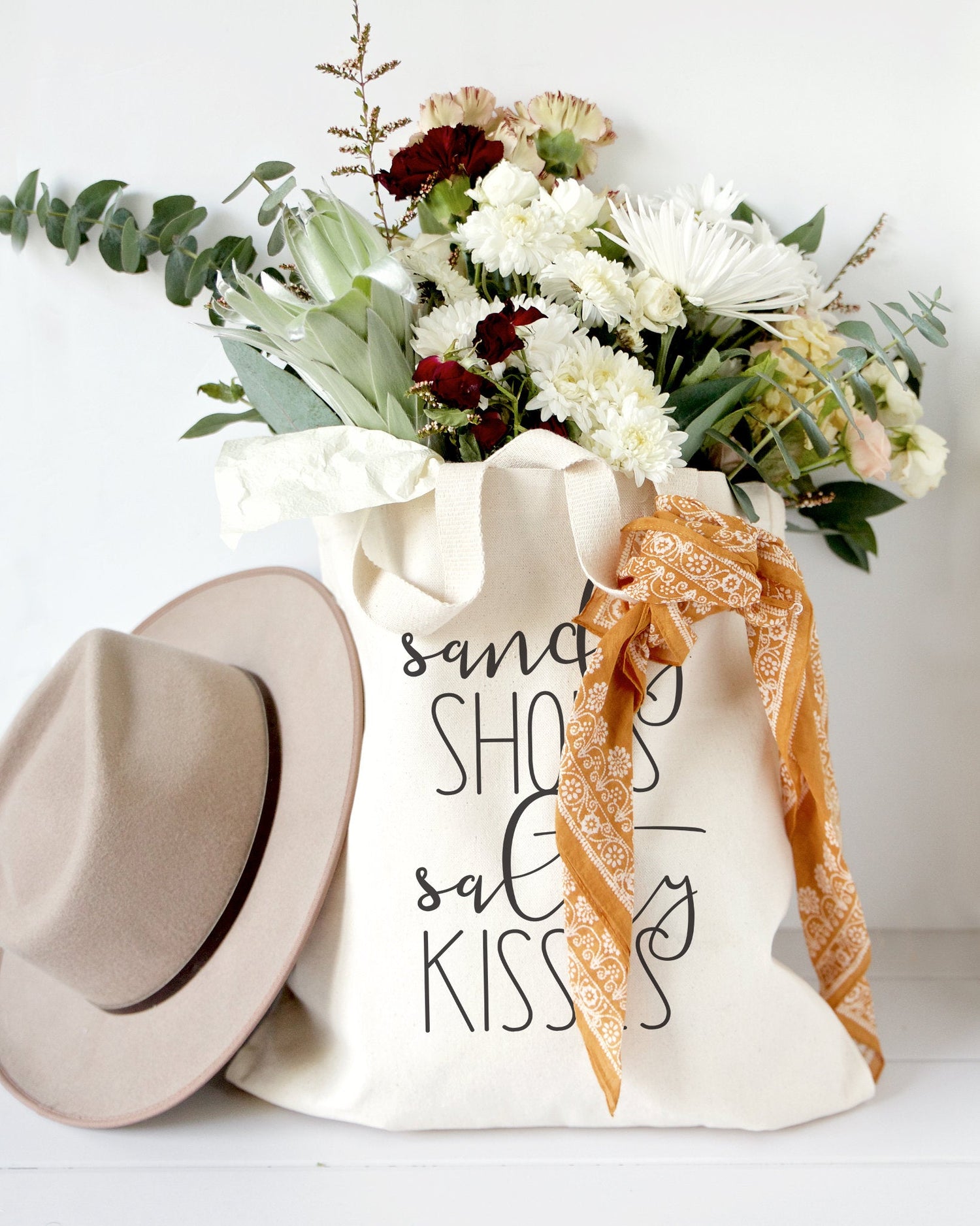 Sandy Shoes and Salty Kisses Cotton Canvas Tote Bag from The Cotton & Canvas Co.