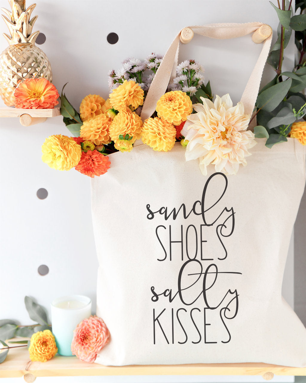 Sandy Shoes and Salty Kisses Cotton Canvas Tote Bag from The Cotton & Canvas Co.