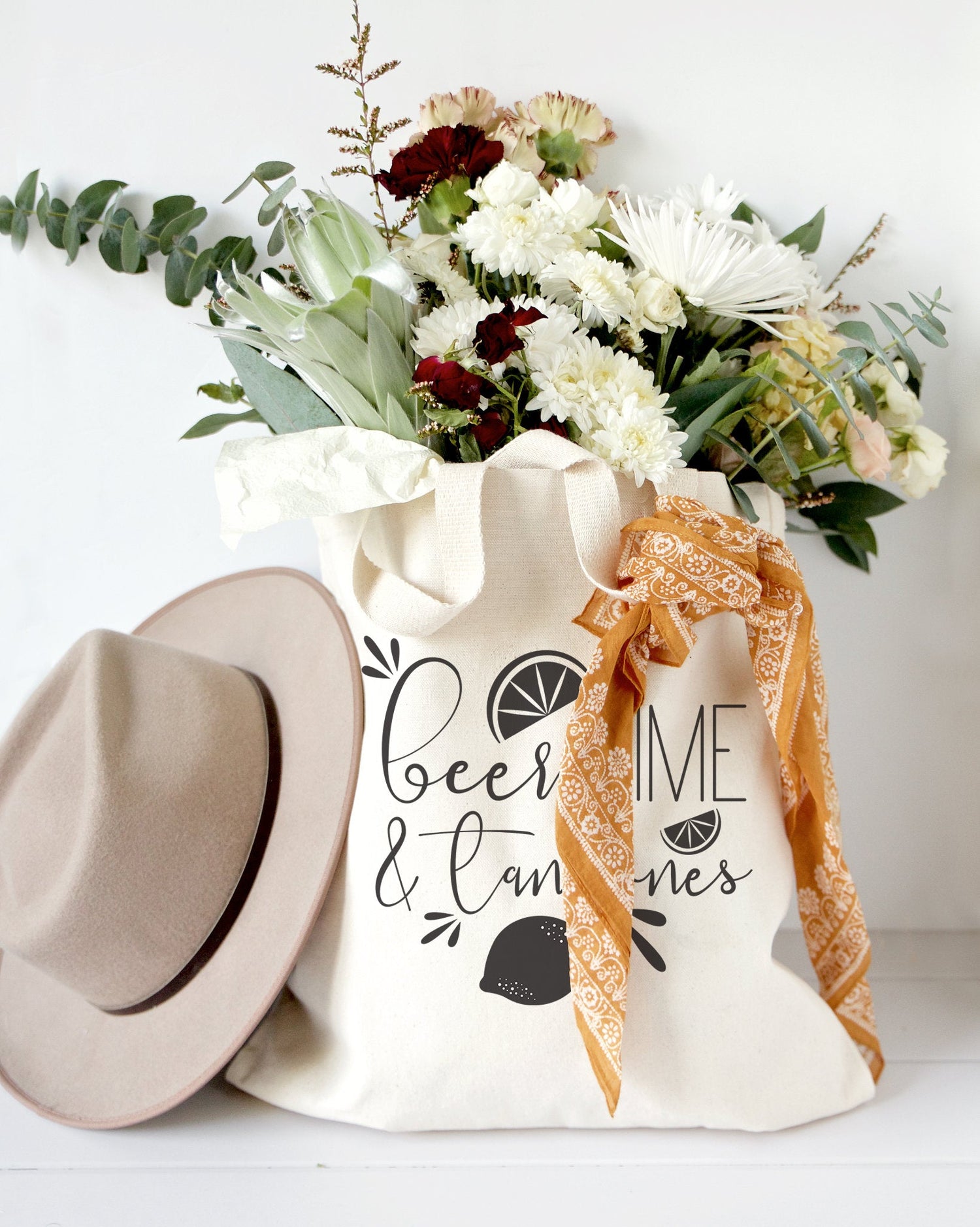 Beer, Lime and Tan Lines Cotton Canvas Tote Bag from The Cotton & Canvas Co.