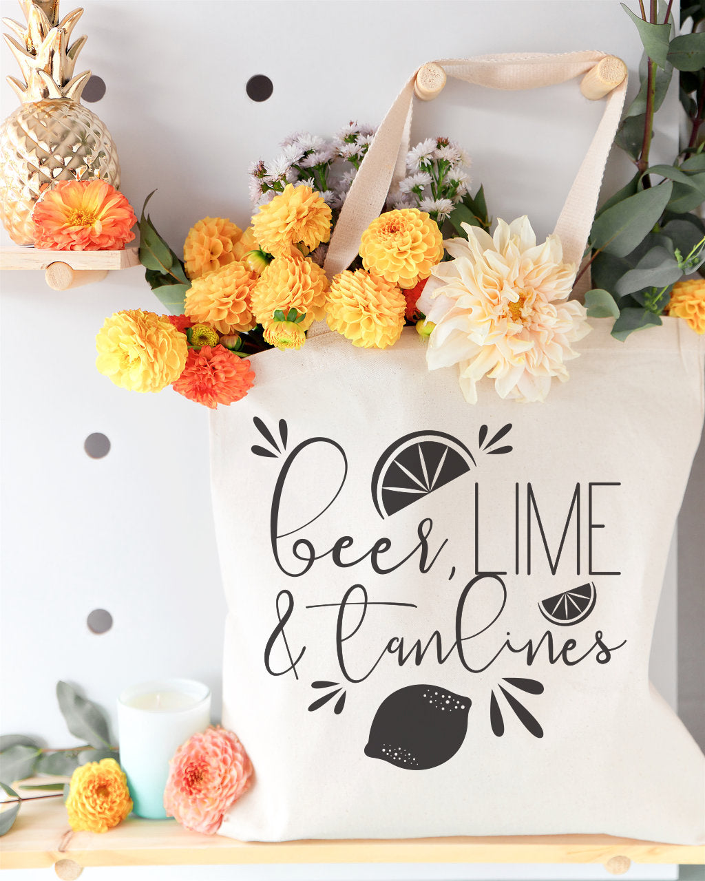 Beer, Lime and Tan Lines Cotton Canvas Tote Bag from The Cotton & Canvas Co.