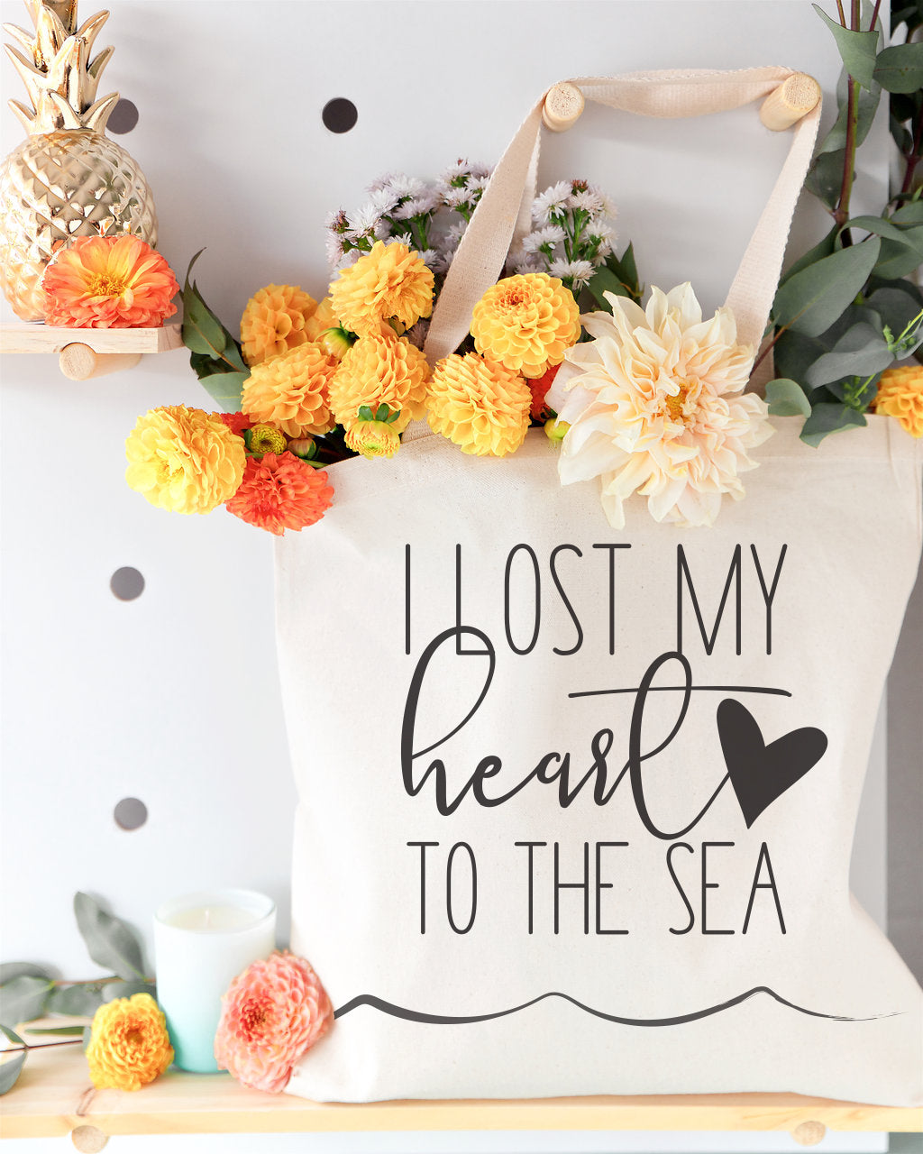 I Lost My Heart to the Sea Cotton Canvas Tote Bag from The Cotton & Canvas Co.