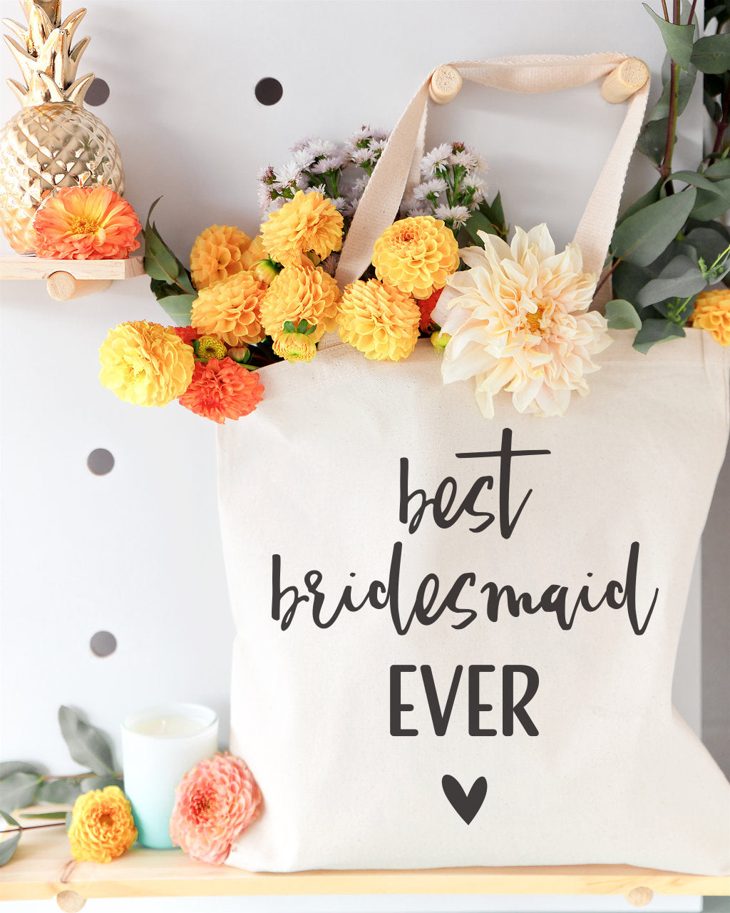 Best Bridesmaid Ever Wedding Cotton Canvas Tote Bag from The Cotton & Canvas Co.
