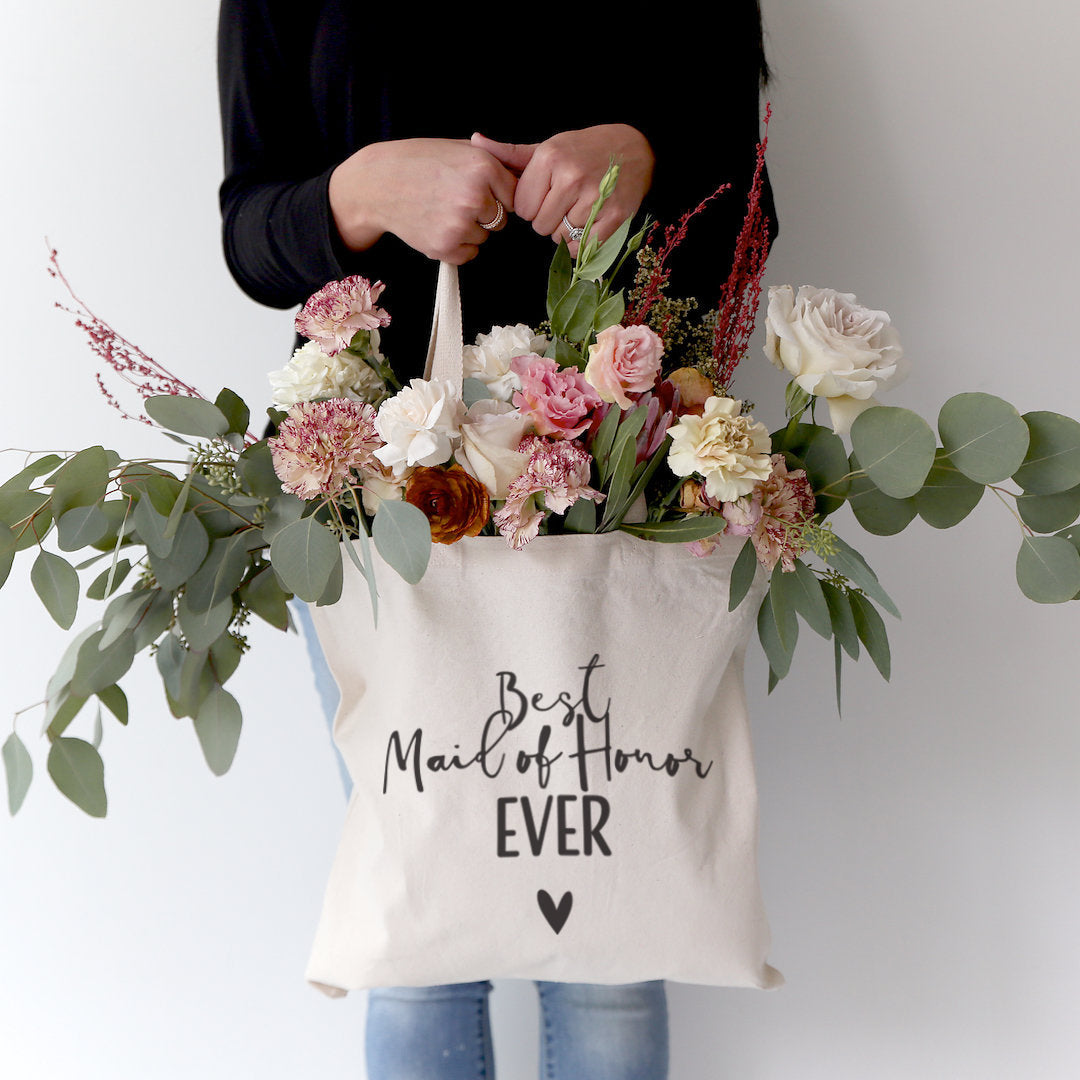 Best Maid of Honor Ever Wedding Cotton Canvas Tote Bag from The Cotton & Canvas Co.