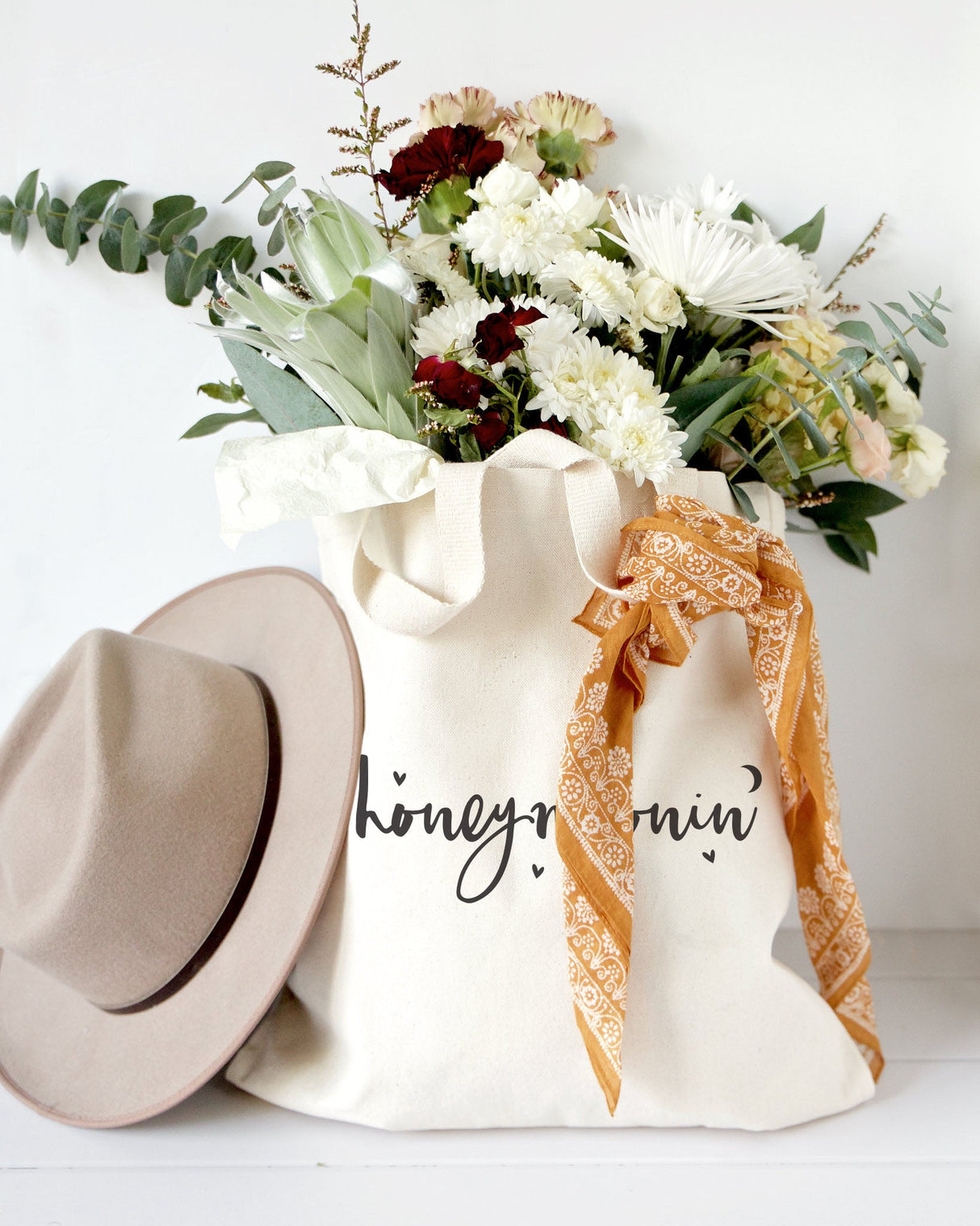 Honeymoonin' Wedding Cotton Canvas Tote Bag from The Cotton & Canvas Co.