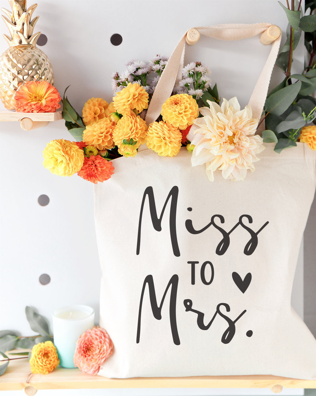 Miss to Mrs. Wedding Cotton Canvas Tote Bag from The Cotton & Canvas Co.