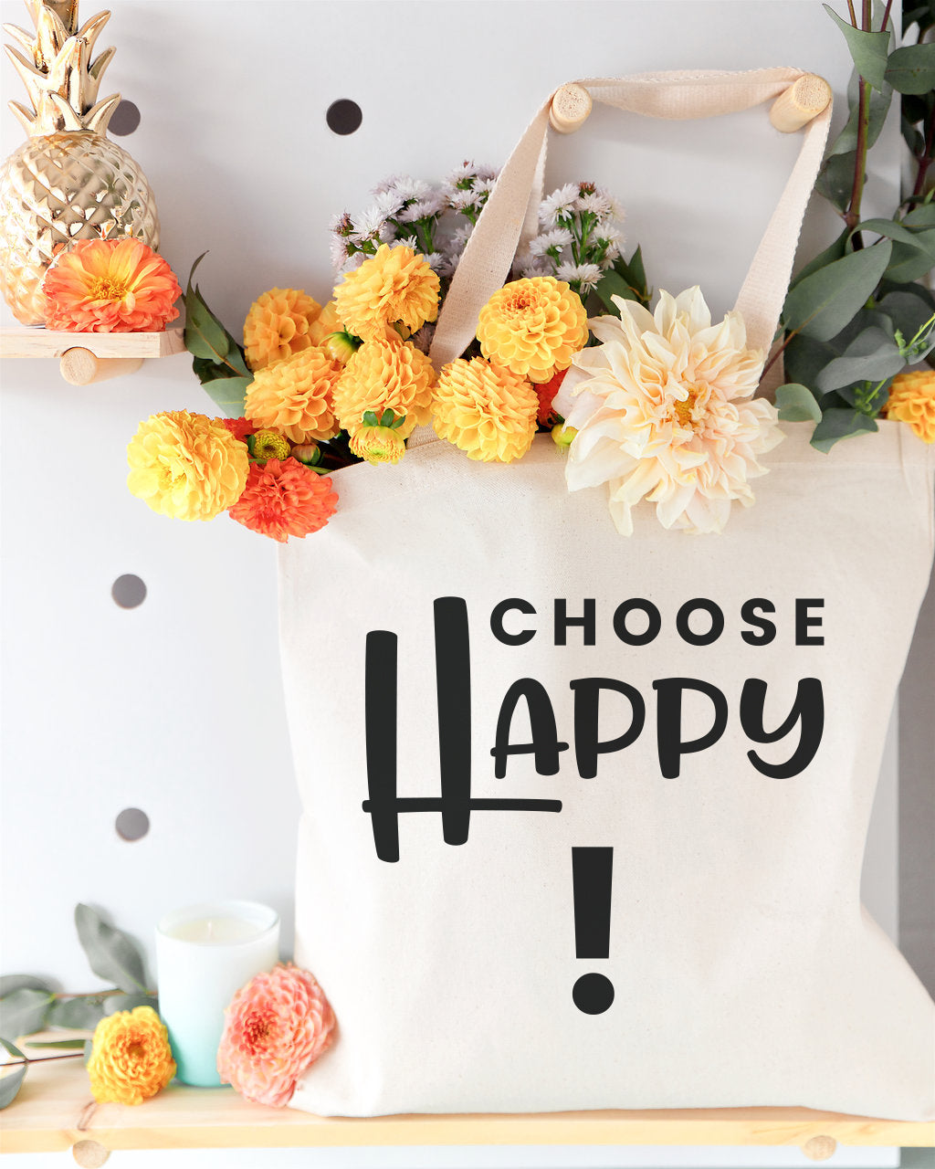 Choose Happy Cotton Canvas Tote Bag from The Cotton & Canvas Co.
