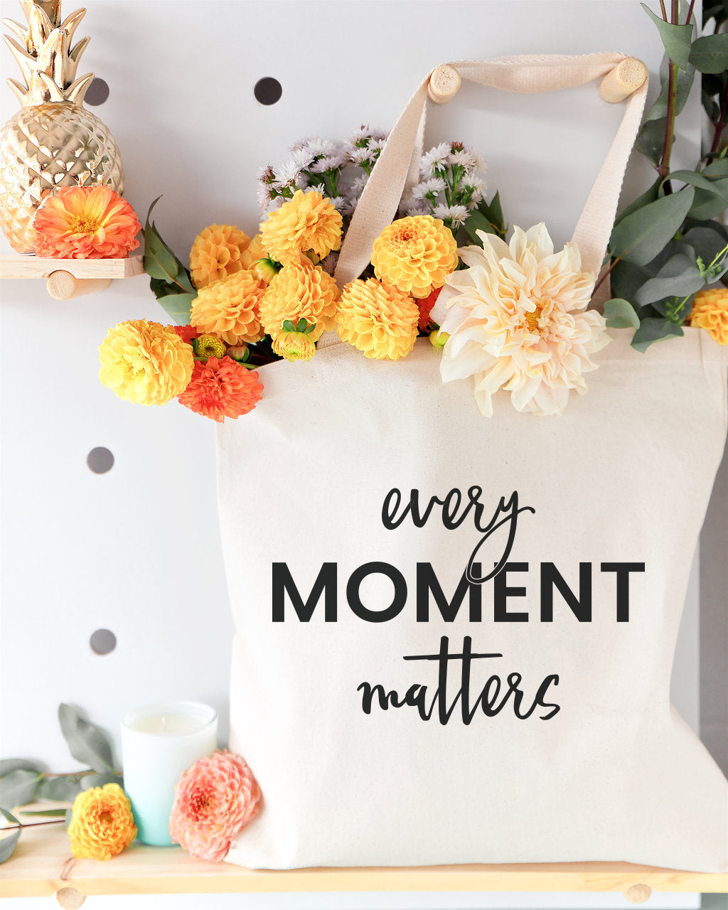Every Moment Matters Cotton Canvas Tote Bag from The Cotton & Canvas Co.