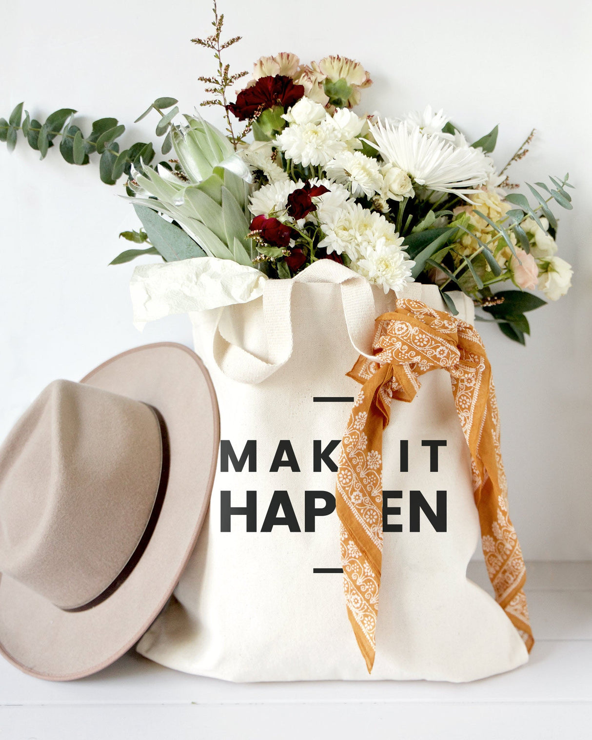Make It Happen Cotton Canvas Tote Bag from The Cotton & Canvas Co.
