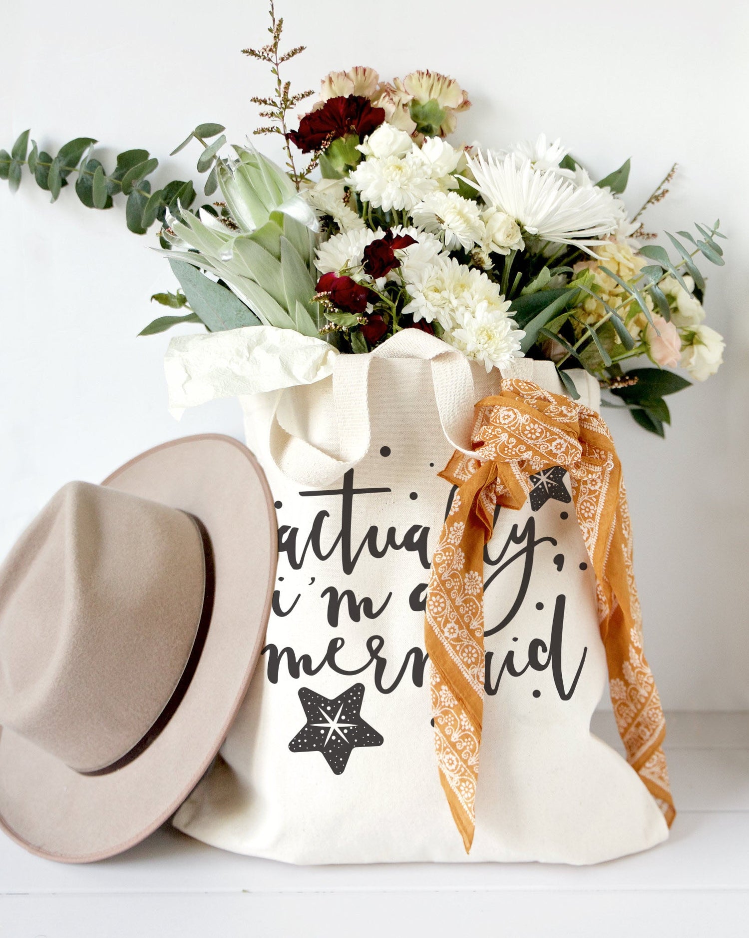 Actually, I'm a Mermaid Cotton Canvas Tote Bag from The Cotton & Canvas Co.