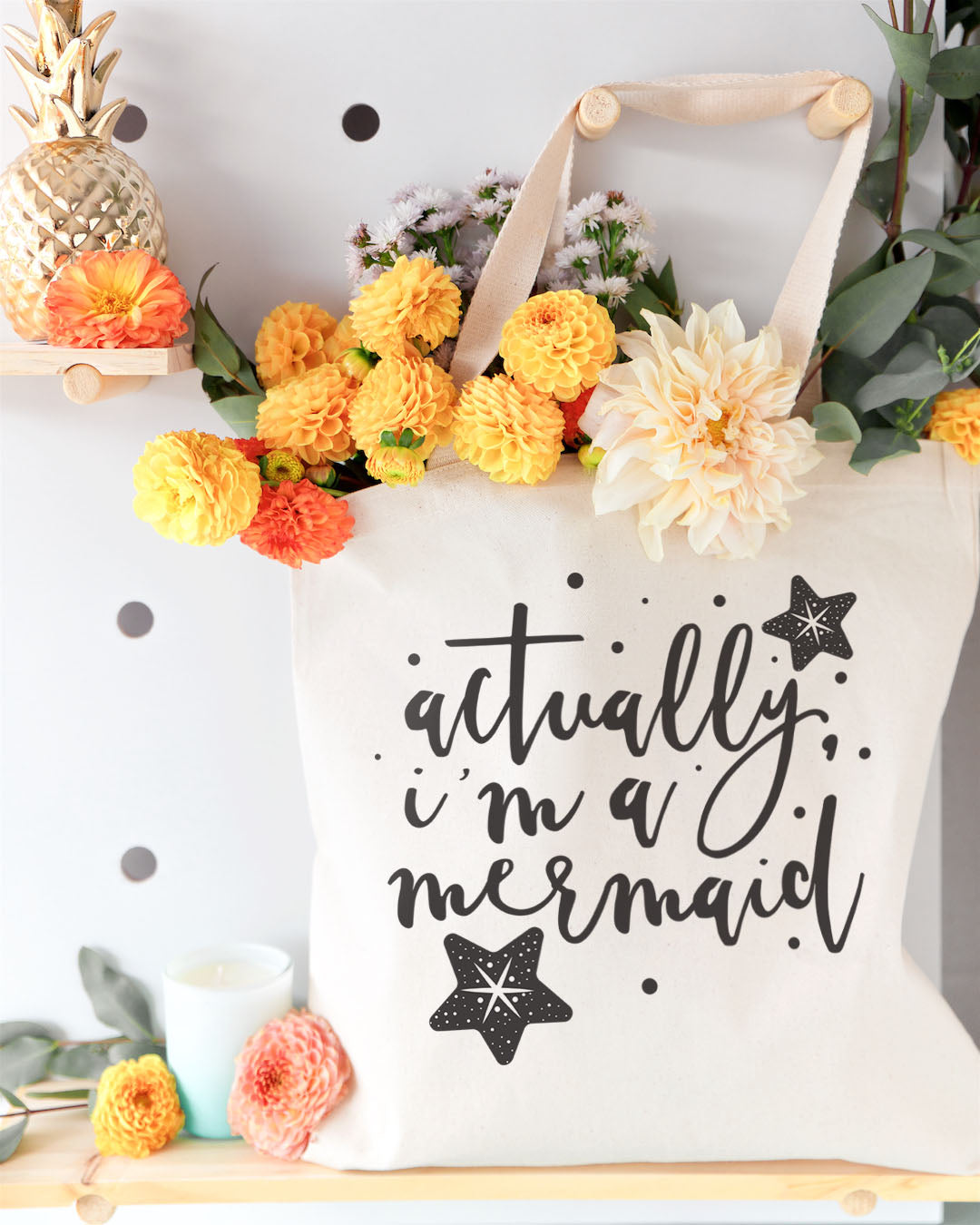 Actually, I'm a Mermaid Cotton Canvas Tote Bag from The Cotton & Canvas Co.