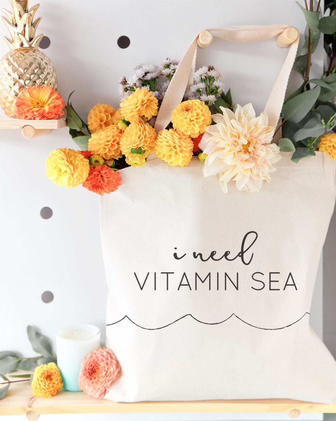 I Need Vitamin Sea Cotton Canvas Tote Bag from The Cotton & Canvas Co.
