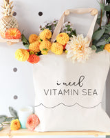 I Need Vitamin Sea Cotton Canvas Tote Bag from The Cotton & Canvas Co.