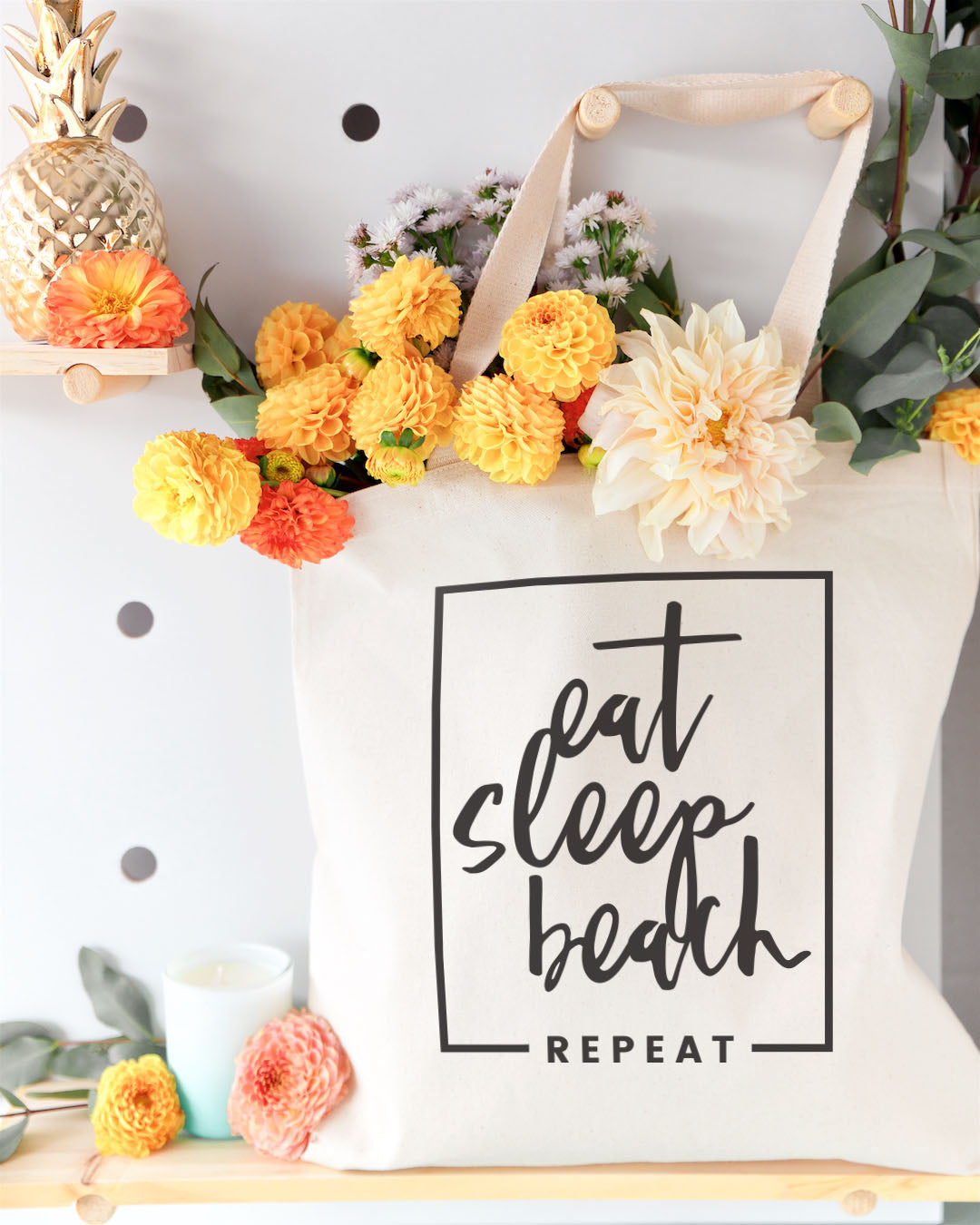 Eat, Sleep, Beach, Repeat Cotton Canvas Tote Bag from The Cotton & Canvas Co.