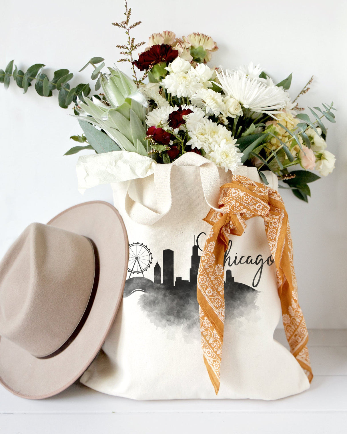 Chicago Cityscape Cotton Canvas Tote Bag from The Cotton & Canvas Co.