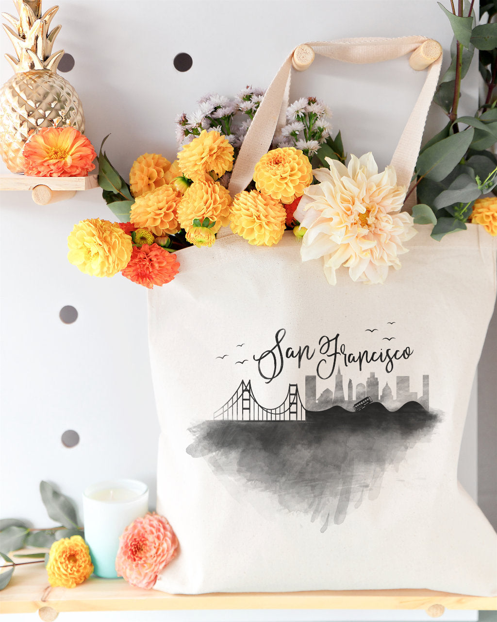 San Francisco Cityscape Cotton Canvas Tote Bag from The Cotton & Canvas Co.