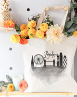 London Cityscape Cotton Canvas Tote Bag from The Cotton & Canvas Co.
