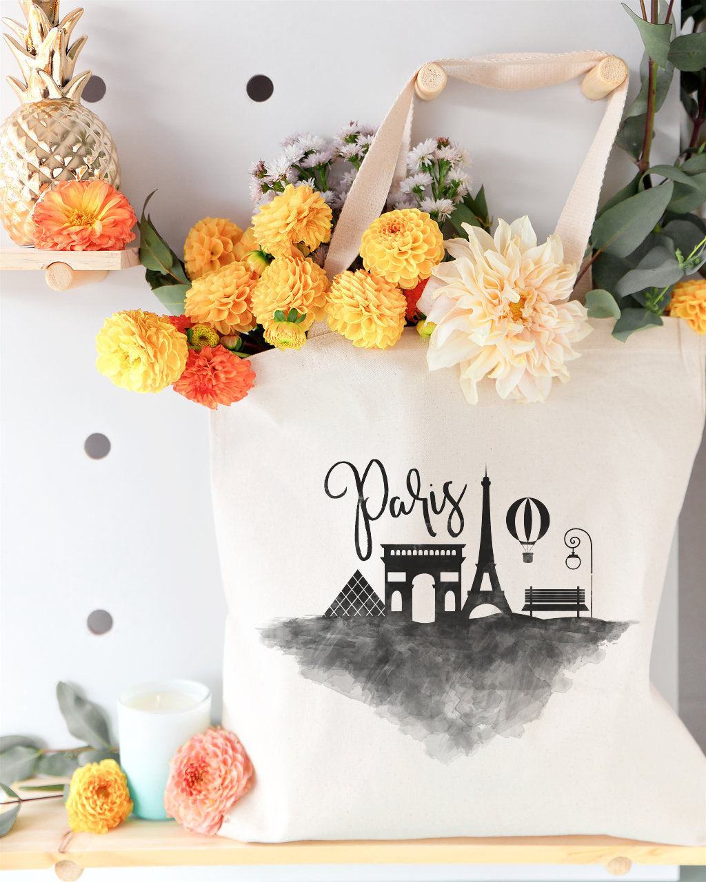 Paris Cityscape Cotton Canvas Tote Bag from The Cotton & Canvas Co.
