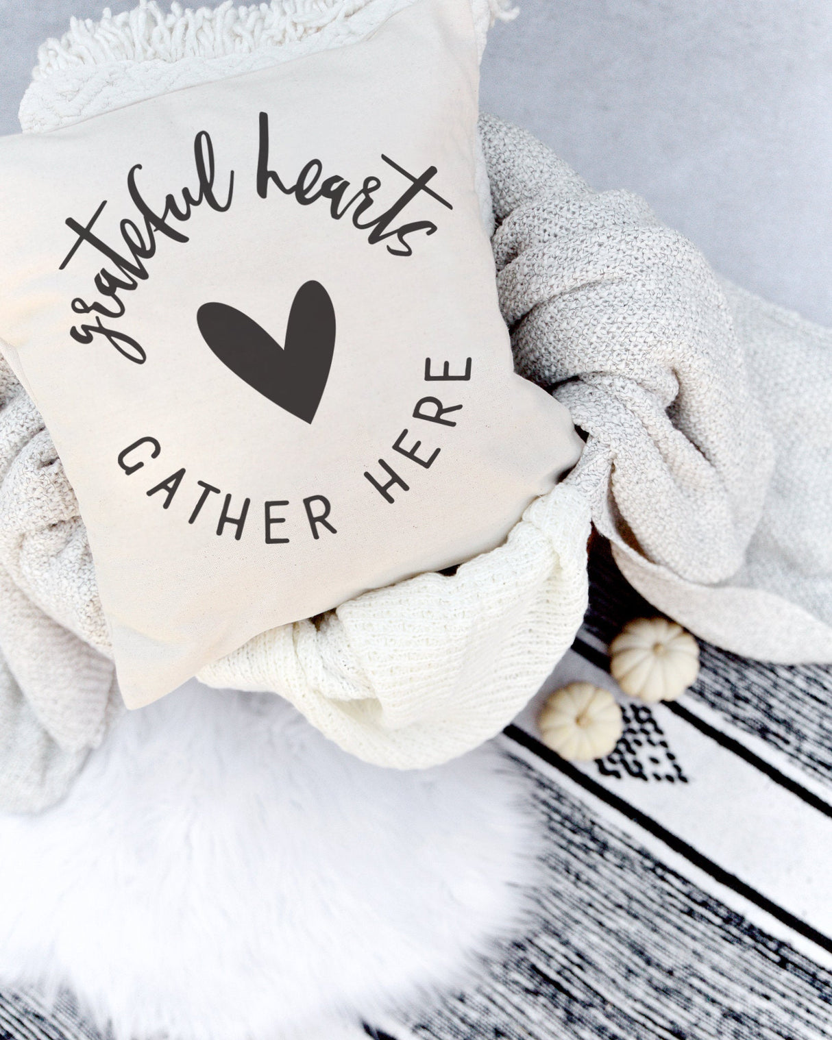 Grateful Hearts Gather Here Pillow Cover from The Cotton & Canvas Co.