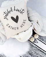 Grateful Hearts Gather Here Pillow Cover from The Cotton & Canvas Co.